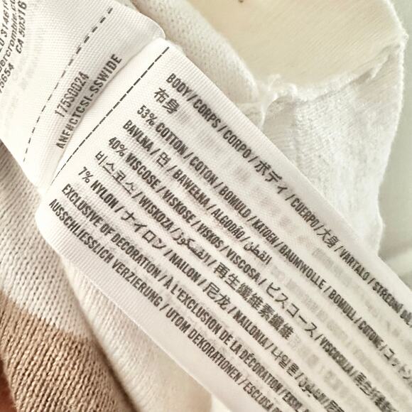 Abercrombie Fitch White Beige Tan Stripe Button Up Knit Polo Collared Shirt XXL - Picture 7 of 11